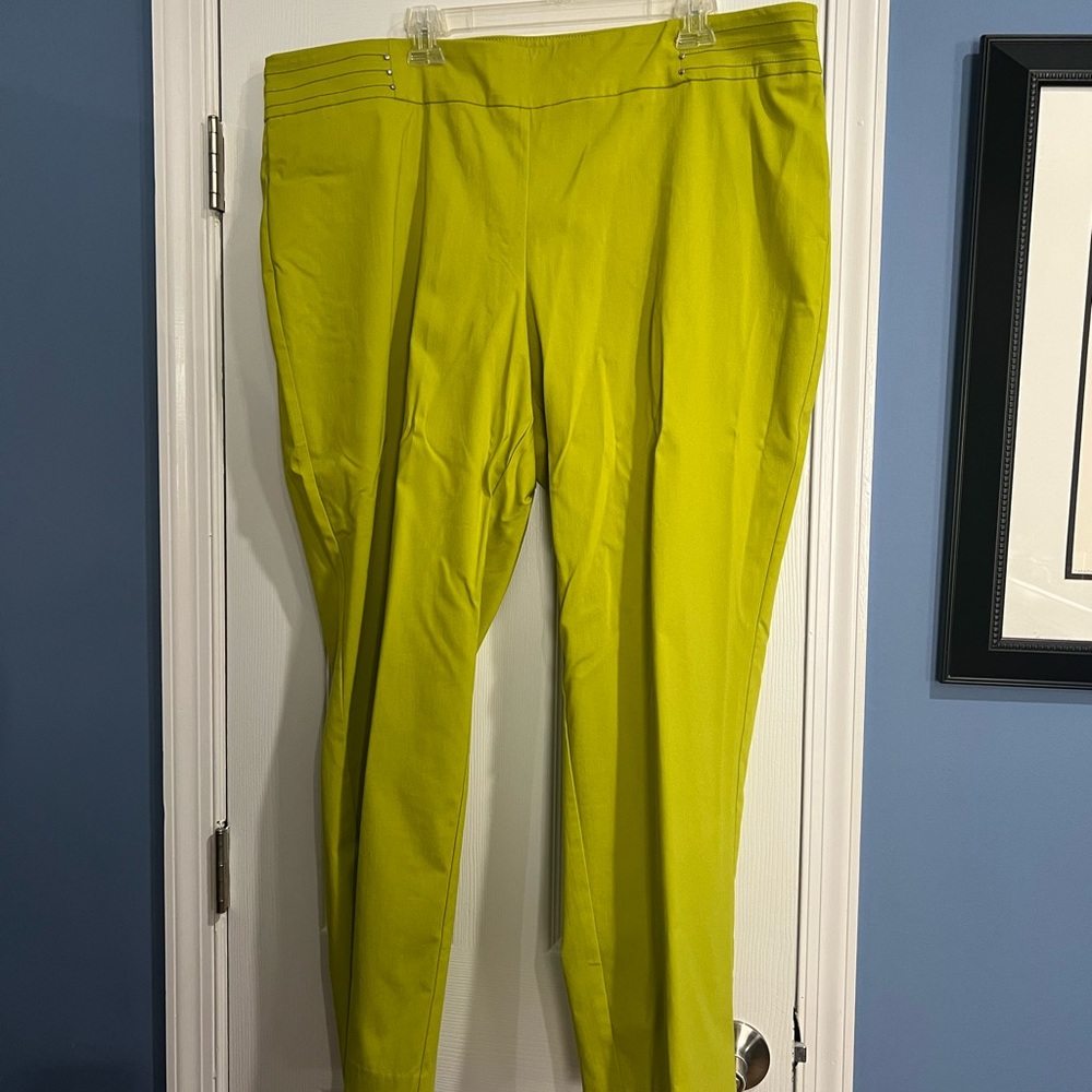 JM Collection Green Trousers Bold Cotton Blend